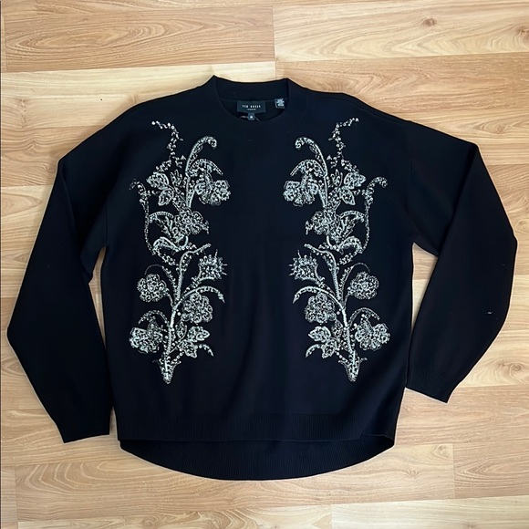 Ted Baker Black Embellished Sequin Sweater - Picture 4 of 16
